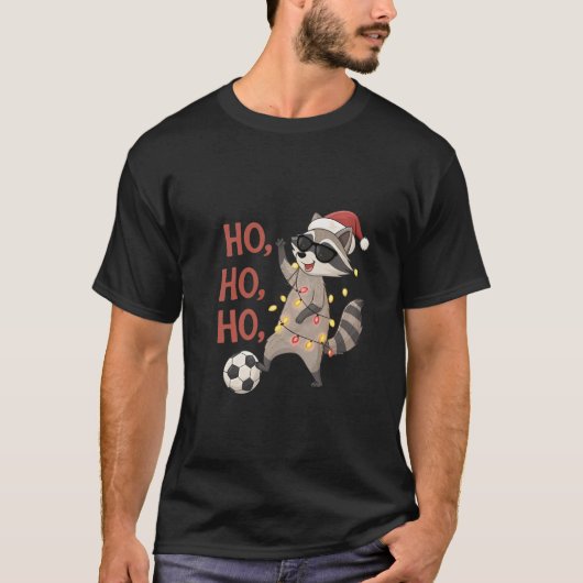 Football Raccoon with Christmas Lights Tシャツ (正面)
