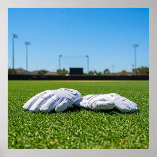 Football Receiver Gloves on Turf Field ポスター