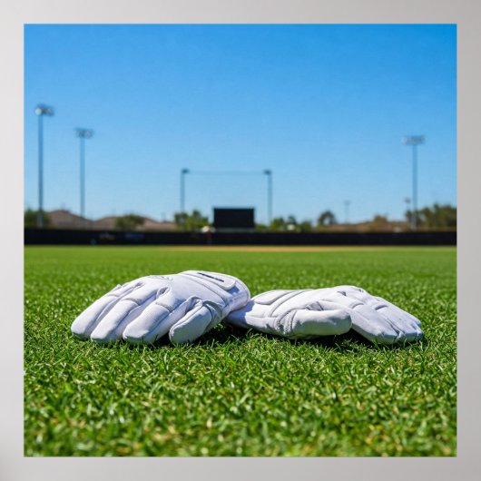 Football Receiver Gloves on Turf Field ポスター (正面)