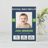 Football Rookie Profile Baby 1st Birthday Photo 招待状 (スタンド正面)