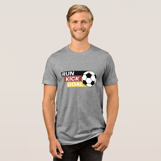 Football Run Kick & Goal T-Shirt トライブレンドTシャツ (正面全面)
