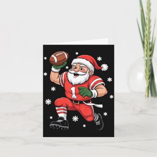 Football Santa Claus Lineman Christmas Quarterback カード (正面)