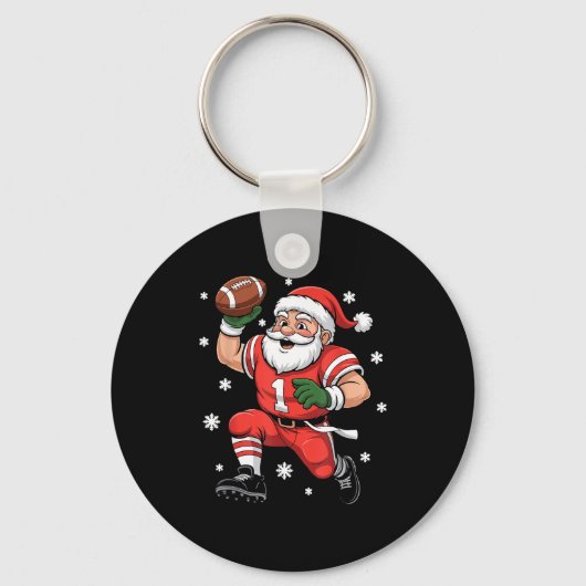 Football Santa Claus Lineman Christmas Quarterback キーホルダー (正面)