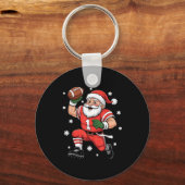 Football Santa Claus Lineman Christmas Quarterback キーホルダー (正面)
