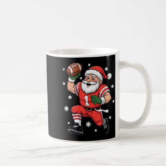 Football Santa Claus Lineman Christmas Quarterback コーヒーマグカップ (右)