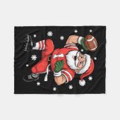 Football Santa Claus Lineman Christmas Quarterback フリースブランケット (正面(横))