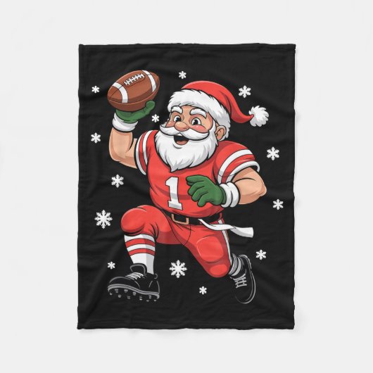 Football Santa Claus Lineman Christmas Quarterback フリースブランケット (正面)