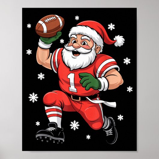 Football Santa Claus Lineman Christmas Quarterback ポスター (正面)