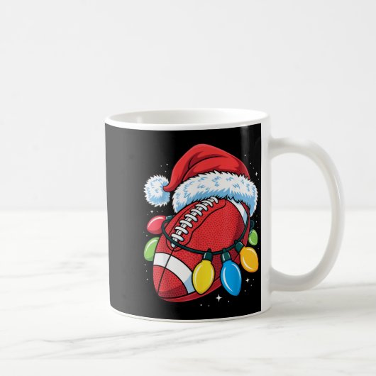 Football Santa Hat Christmas Lights Festive Touchd コーヒーマグカップ (右)