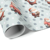 Football Santa on Pale Green ラッピングペーパー (ロールコーナー)