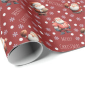 Football Santa on Red ラッピングペーパー (ロールコーナー)