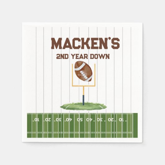 Football second year down boy birthday スタンダードカクテルナプキン (正面)