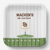 Football second year down boy birthday ペーパープレート (正面)