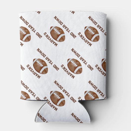 Football second year down boy birthday  缶クーラー (裏面)