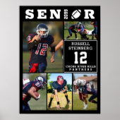Football Senior 5 Photo Collage Graduation ポスター (正面)