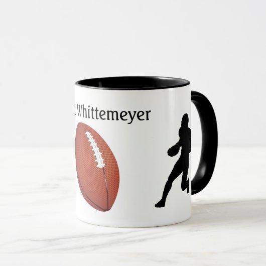 Football Silhouetted Players and Ball personalize マグカップ (正面右)