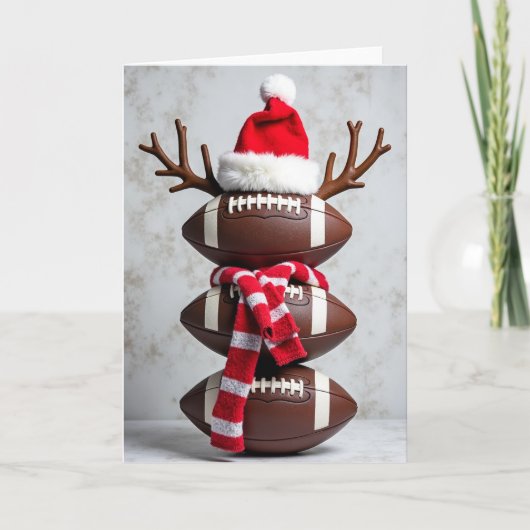 Football Snowman Christmas Card カード (正面)