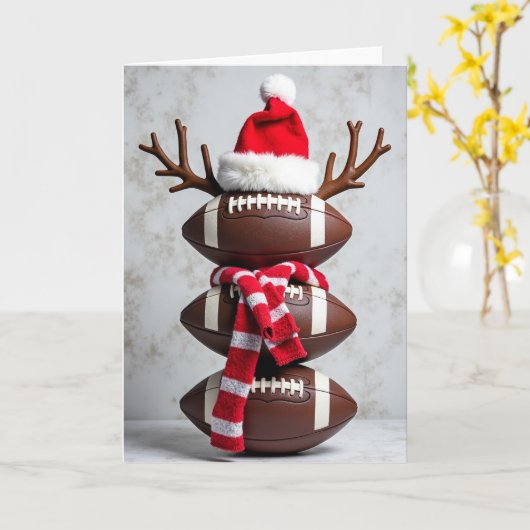 Football Snowman Christmas Card カード (黄色い花)