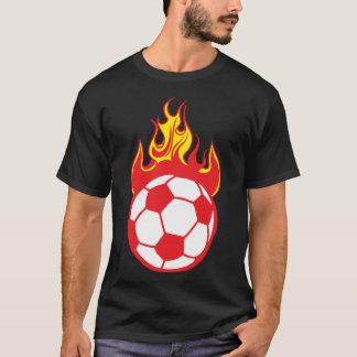 football soccer 9 flamme flame feu boule 1110 tシャツ