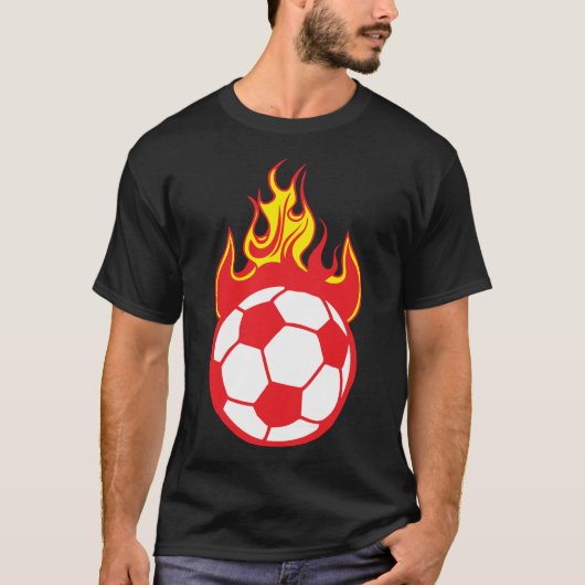 football soccer 9 flamme flame feu boule 1110 tシャツ (正面)