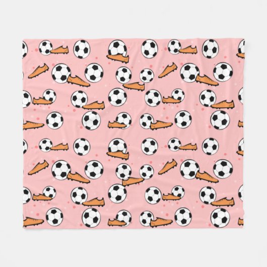 Football / Soccer - Balls & Boots Seamless Pattern フリースブランケット (正面(横))