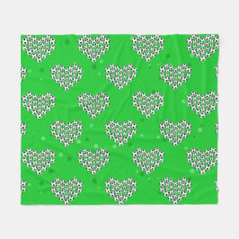 Football / Soccer - Balls In Heart Shape Pattern  フリースブランケット