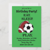Football Soccer Player Coach Birthday Party 招待状 (正面)
