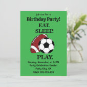 Football Soccer Player Coach Birthday Party 招待状 (スタンド正面)