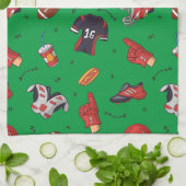 Football Sports Equipment with Food Pattern キッチンタオル (折り畳み)