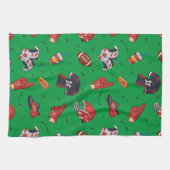 Football Sports Equipment with Food Pattern キッチンタオル (横)