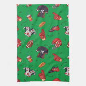 Football Sports Equipment with Food Pattern キッチンタオル (縦)