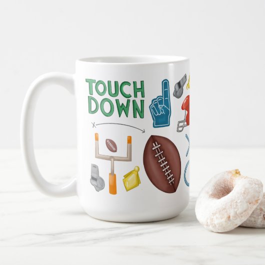 Football Sunday Morning Mug Game Day Touchdown Mug コーヒーマグカップ (ドーナツ)