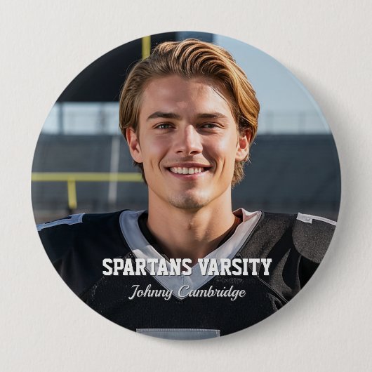 Football Team Player Custom Photo Buttons 缶バッジ (正面)