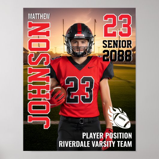 Football Team Senior MVP Player Photo Gift Sports ポスター (正面)
