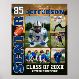 Football Team Senior Night Sports Photo Collage ポスター
