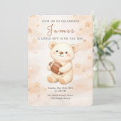 Football Teddy Bear Little MVP Baby Shower 招待状 (スタンド正面)