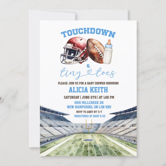 Football Theme Boy Baby Shower 招待状 (正面)