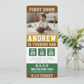Football Ticket First Down 1st Birthday Kids Photo 招待状 (スタンド正面)