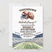 Football Touchdown Birthday 招待状 (正面)