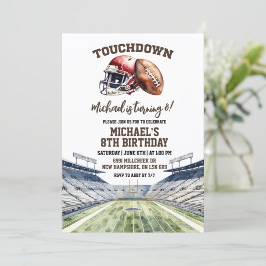 Football Touchdown Birthday 招待状 (スタンド正面)
