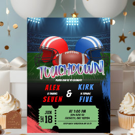 Football Touchdown Game Time Joint Birthday 招待状