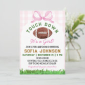 Football Touchdown It's A Girl Pink Baby Shower 招待状 (スタンド正面)