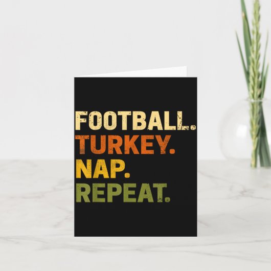 Football Turkey Nap Repeat Thanksgiving Costume Le カード (正面)