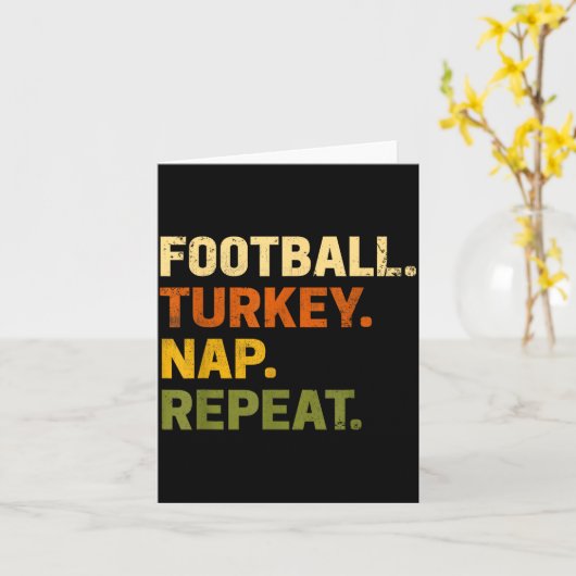 Football Turkey Nap Repeat Thanksgiving Costume Le カード (黄色い花)