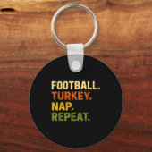 Football Turkey Nap Repeat Thanksgiving Costume Le キーホルダー (正面)