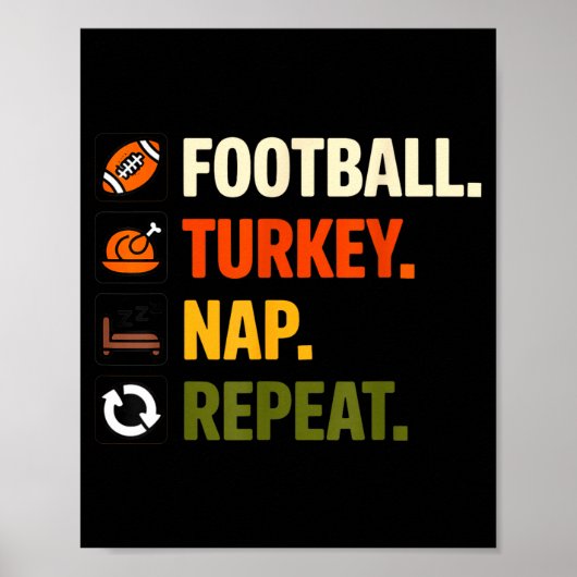 Football Turkey Thanksgiving For Kids Boys Men ポスター (正面)