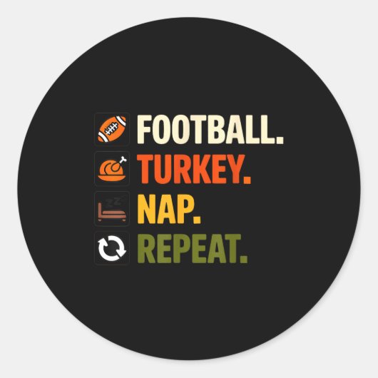 Football Turkey Thanksgiving For Kids Boys Men ラウンドシール (正面)