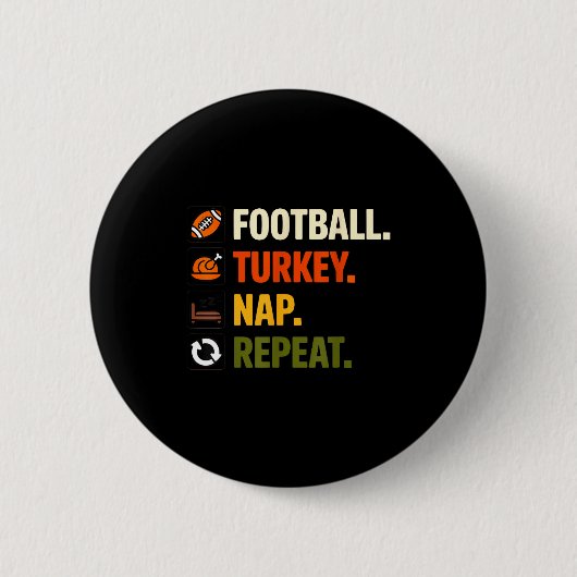 Football Turkey Thanksgiving For Kids Boys Men 缶バッジ (正面)