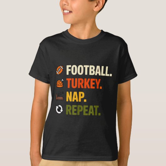 Football Turkey Thanksgiving For Kids Boys Men  Tシャツ (正面)