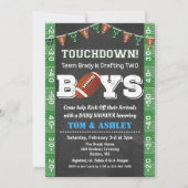 Football TWIN Baby Shower Chalkboard Invitation 招待状 (正面)
